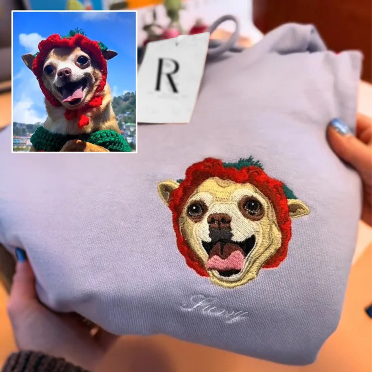 Vêtement brodé en couleur d'un portrait de votre animal