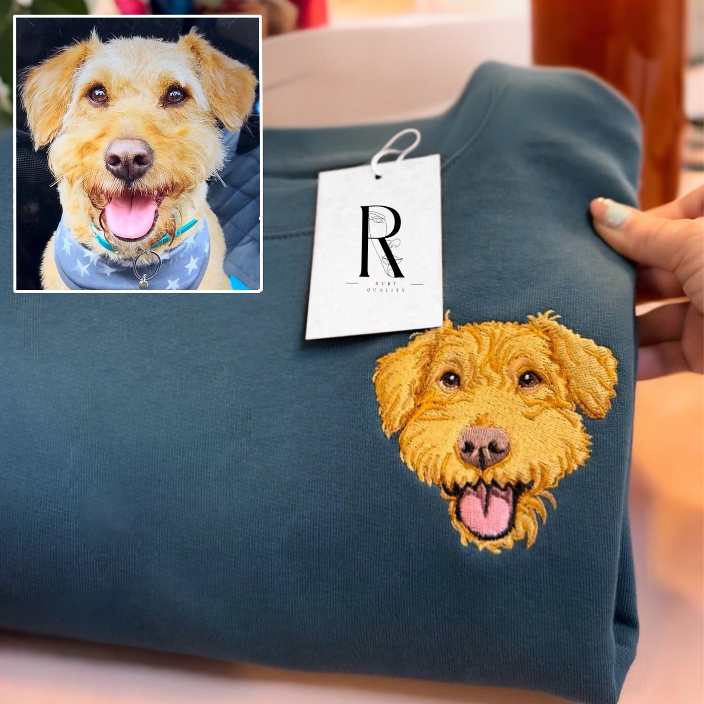 Vêtement brodé en couleur d'un portrait de votre animal