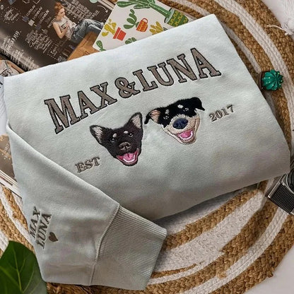 Vêtement brodé avec le nom et portrait de votre animal